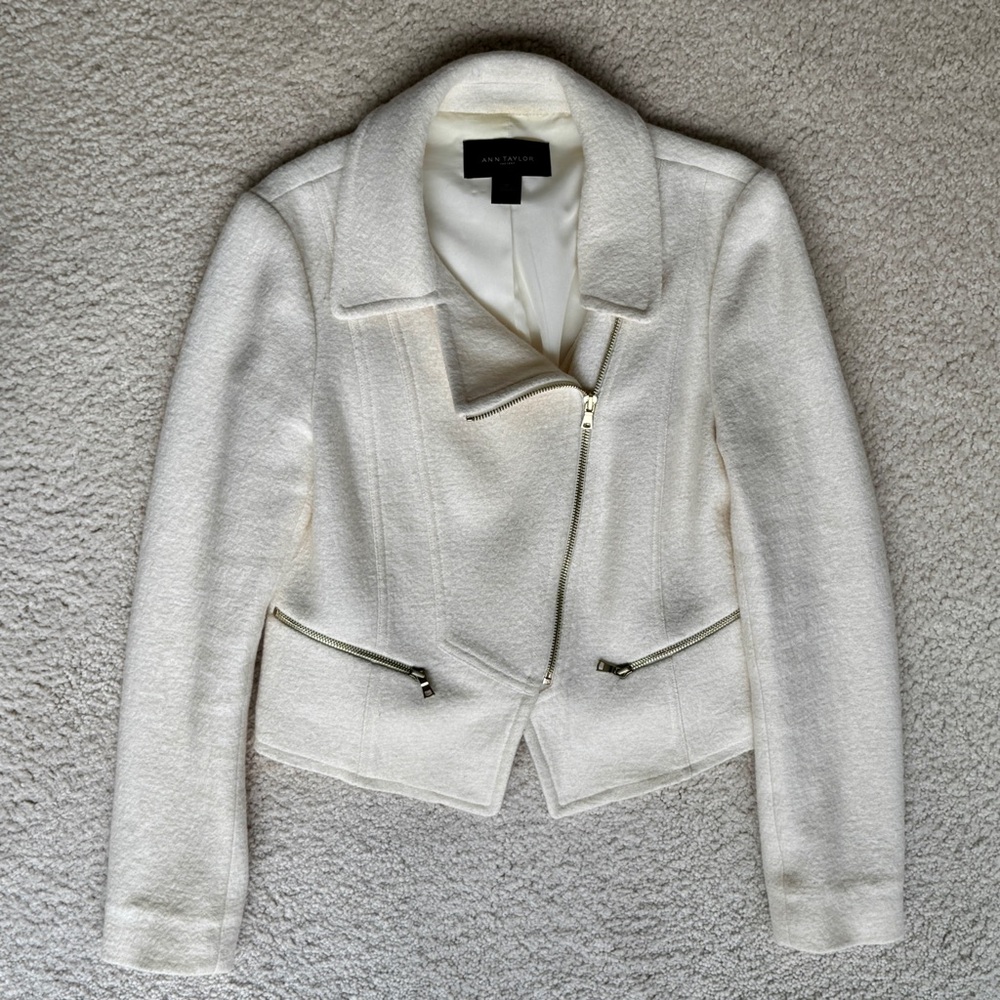 Ann Taylor Wool Blend Moto Jacket Blazer - Picture 5 of 8